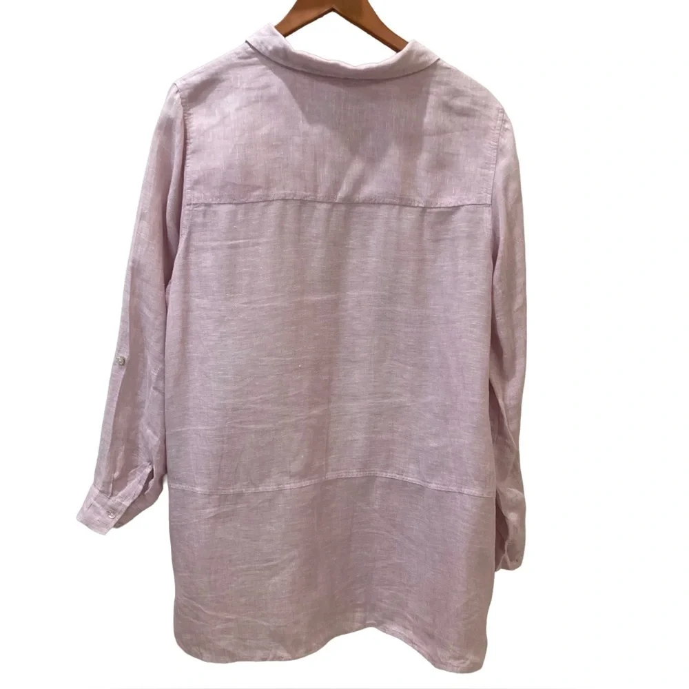 Tahari 100% linen over shirt. Soft lilac. Size XL - Picture 3 of 6